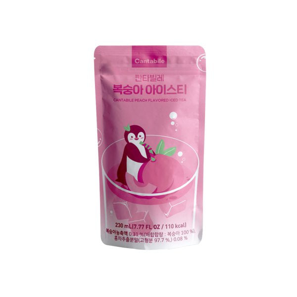 Cantabile Peach Iced Tea Pouch Drink 230ml (Korea)