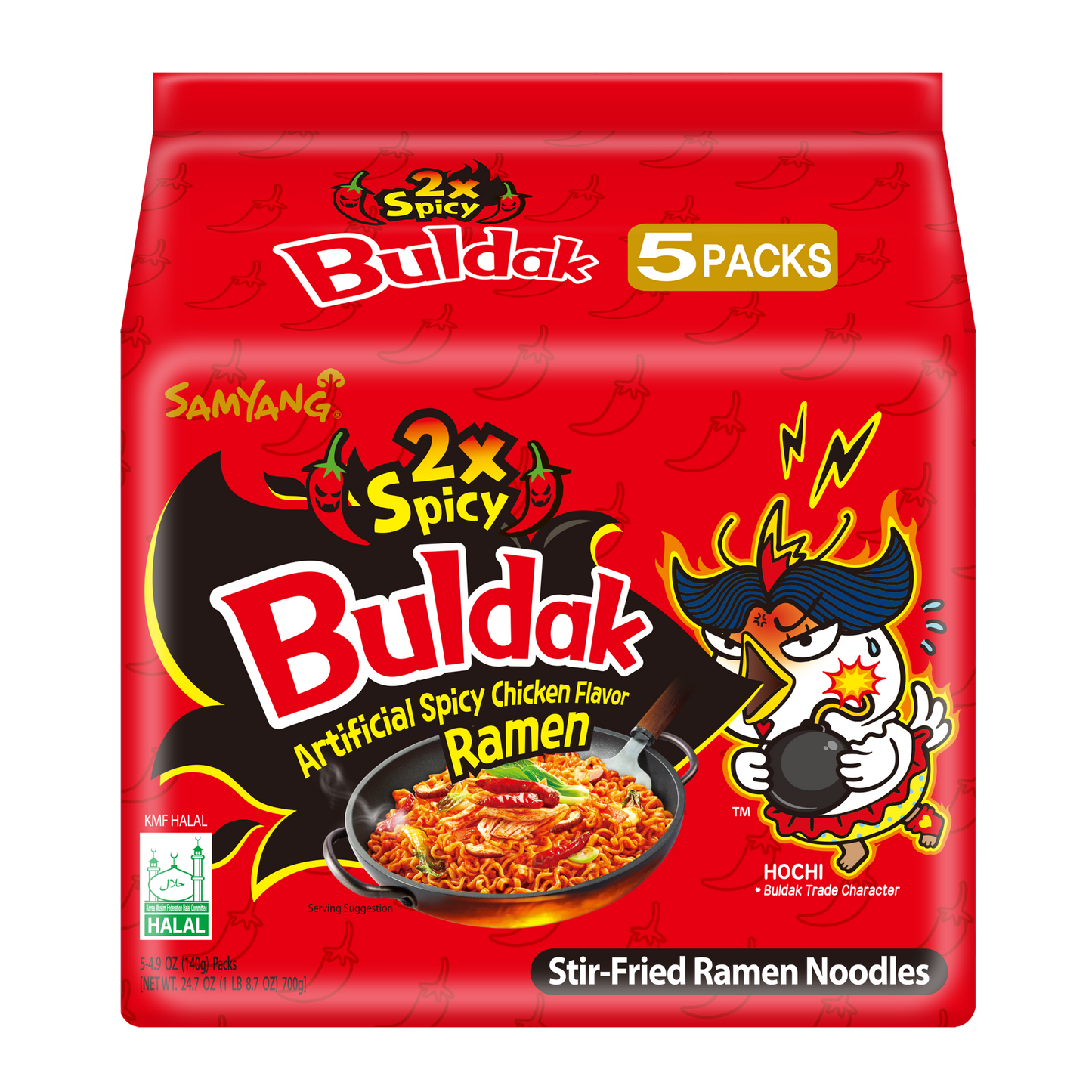 Buldak Spicy Chicken Ramen 2x Spicy 5pck (Korea)